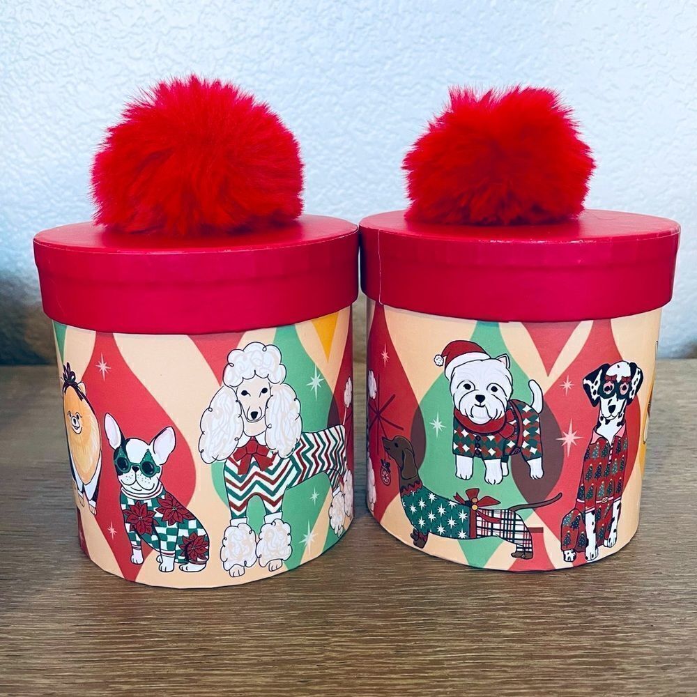 Christmas Holiday Dogs Gift Box Storage Cylinder